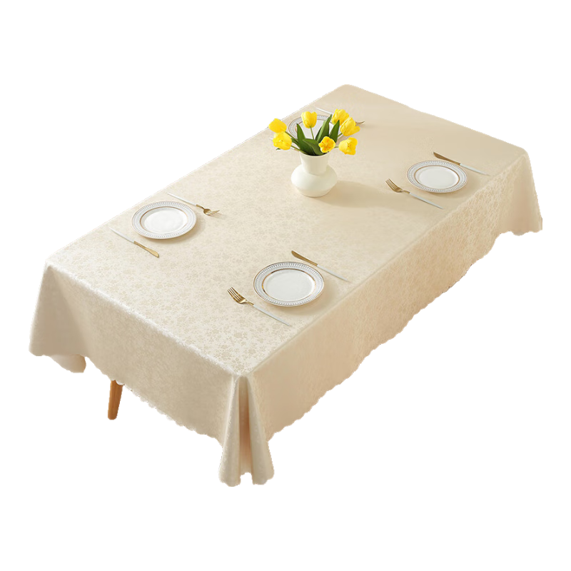 Ali Waterproof And Oil-Proof PU Tablecloth, Dining Table Mat, Customizable Coffee Table Cover, Off-White, 140*220cm