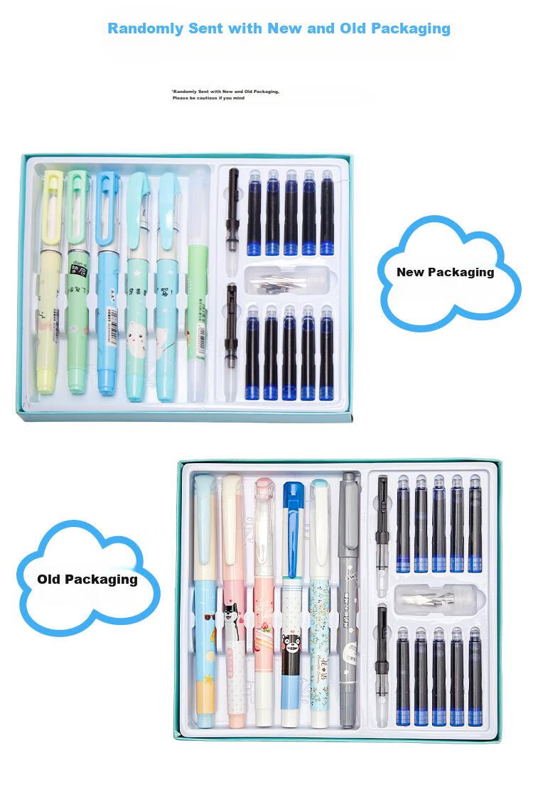 Yongsheng School Opening Gift Fountain Pen Soft Rubber Grip Posture Correction for Third Grade Elementary Students Beginner Handwriting Practice Dark Nib Replaceable Ink Cartridge 3042A Morandi Color 12 Pens Per Box 8
