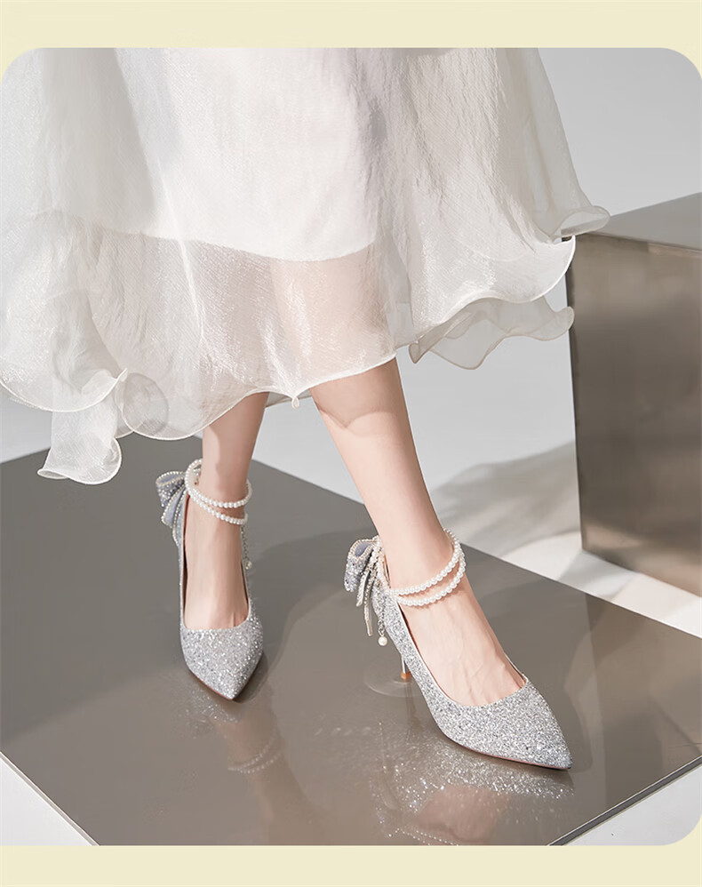 DAPHNE Pointed Toe Stiletto Crystal High Heels for Women, 2026 New Pure Seductive Fairy Style Wedding Bridesmaid Shoes, Exquisite Leather Shoes 6