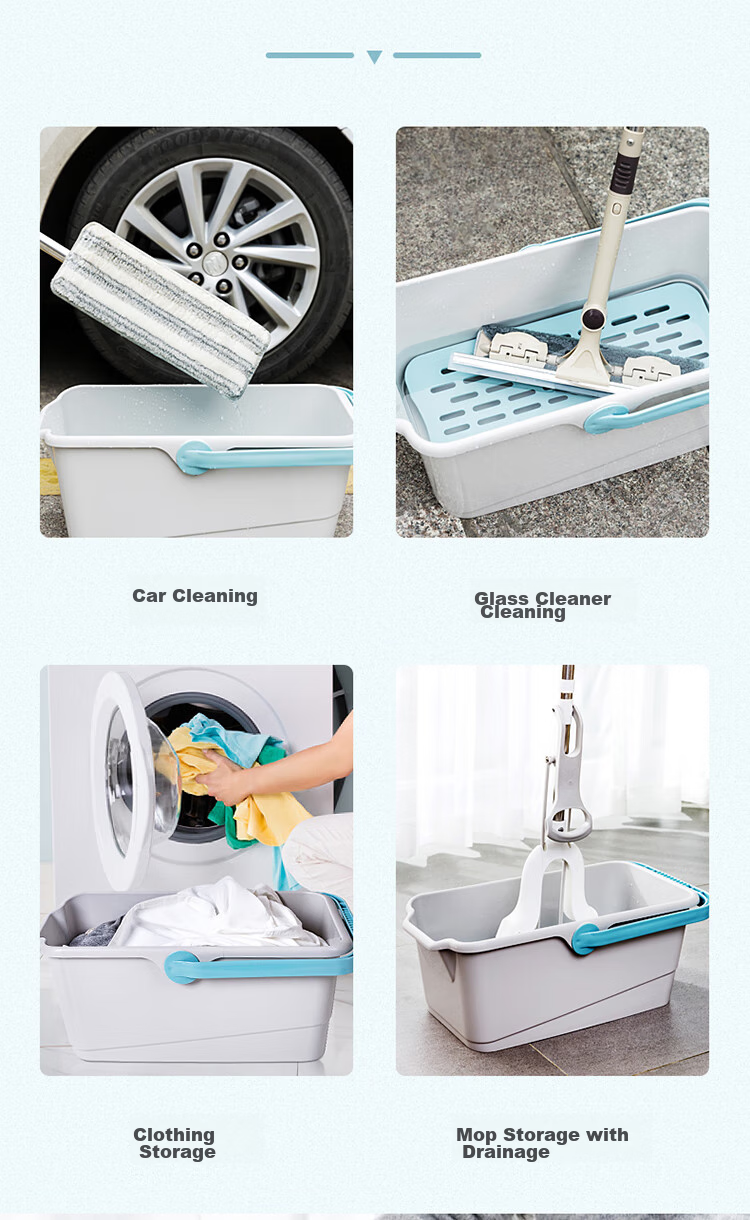 MARYYA Rectangular Mop Bucket, Diameter 47.5cm, Cleaning Sponge Flat Mop, Floor Mopping Bucket, Single Bucket Water Bucket 9
