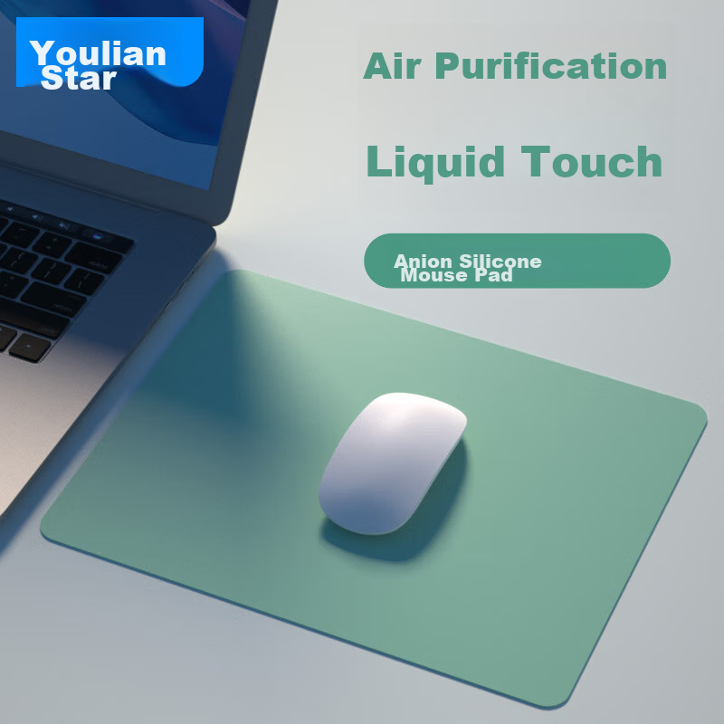Youlianxing Negative Ion Eco-Friendly Silicone Mouse Pad, Competitive Gaming Office Computer Desk Writing Pad Soft Odorless Small Liquid Waterproof Keyboard Pad, Green 250*250mm