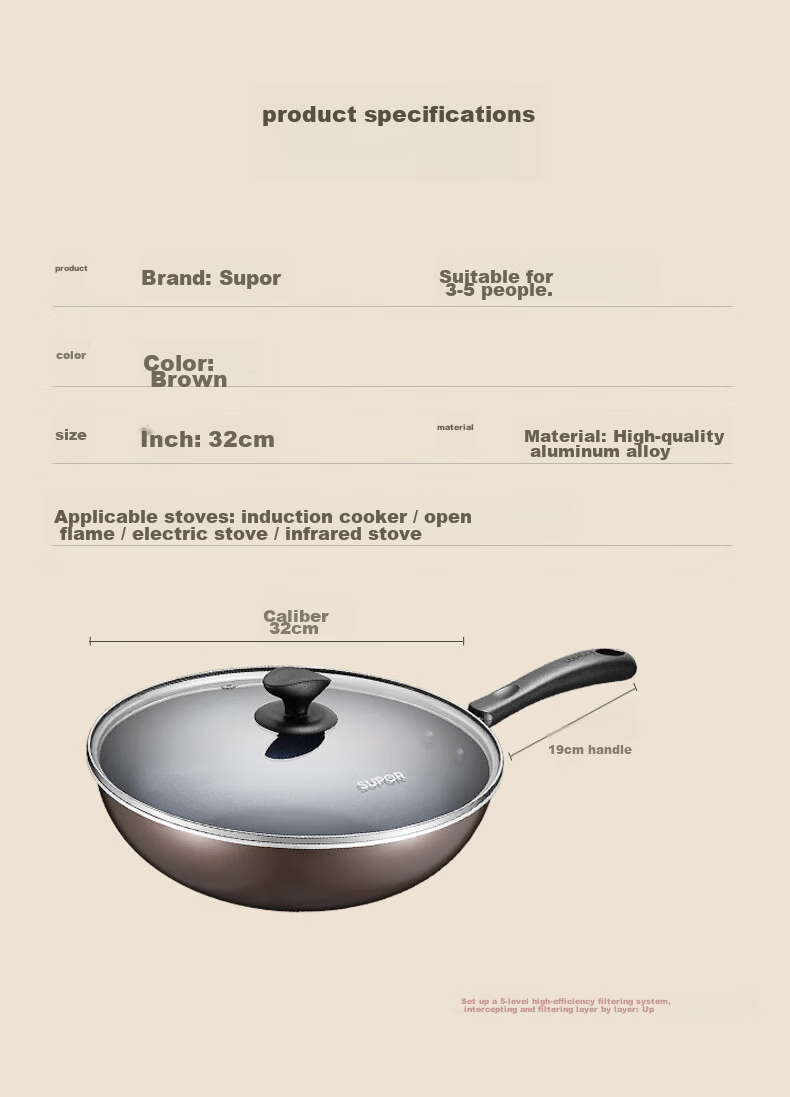 SUPOR Non-Stick Wok, Flat-Bottom Frying Pan for Stir-Frying And Steak Cooking, Low Smoke, 28cm, Gas Stove Specific, EC28JYJ02-N 24