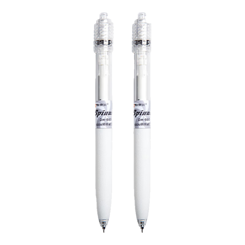 Dongmi Gel Pen, Rotating Pen with Reduced Pressure, 0.5mm CS Tip, Stylish Black, for Students' Exams And Research, "Good Luck" Dongmi 860, 2-Pack, Ice White