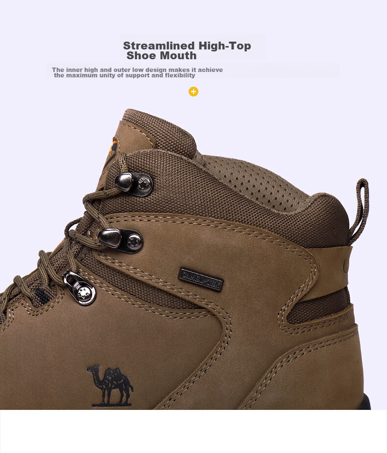 CAMEL Outdoor Hiking Boots for Men And Women, Waterproof Non-Slip Trekking Shoes with Shock Absorption, Wear-Resistant High-Top Work Boots Made of Cowhide Leather 24