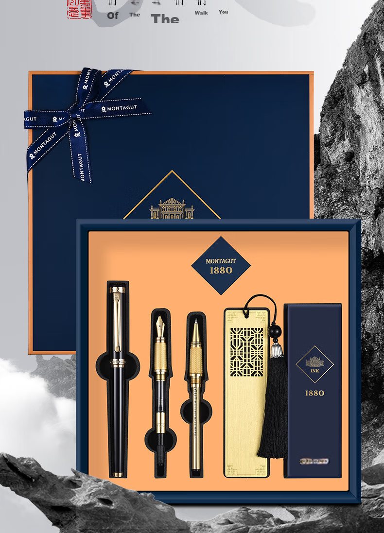 MONTAGUT [Mid-Autumn Festival Gift] Fountain Pen, Ballpoint Pen, Art Pen with Fine Nib, Ladies' Signature Pen, Student Writing Practice Pen, Birthday Gift Box Set, Impression Series, Princess Pink 3