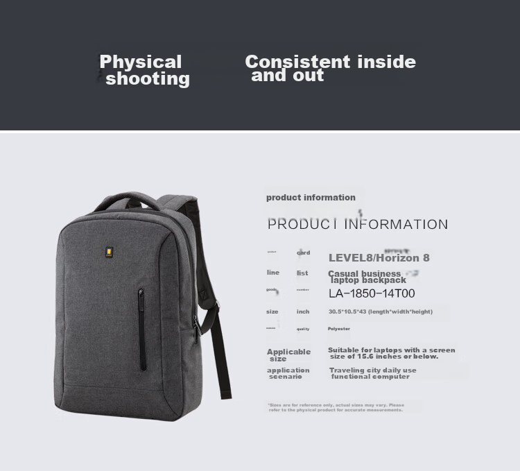 LEVEL8 Business Casual Backpack, 15.6-Inch Large Capacity Laptop Bag for Men, School Bag LA-1850 5