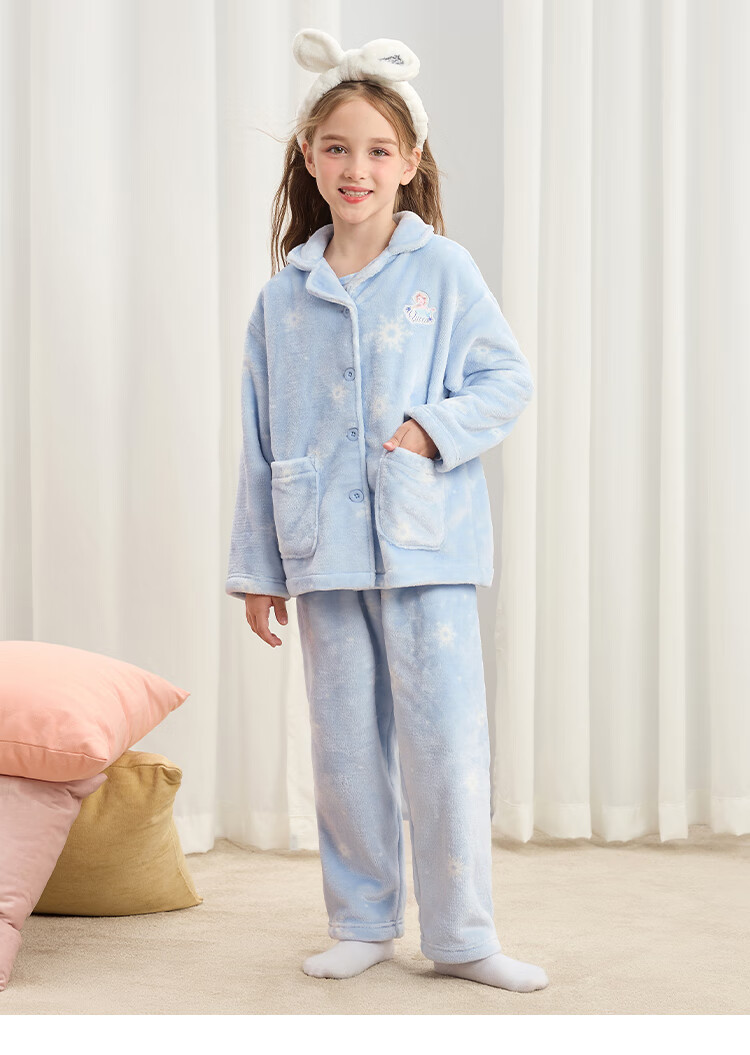 DISNEY Kids Girls' Flannel Pajama Set, Durable, Anti-Static, Homewear, Winter 2024, DB442LE04 Pink, Size 110 30
