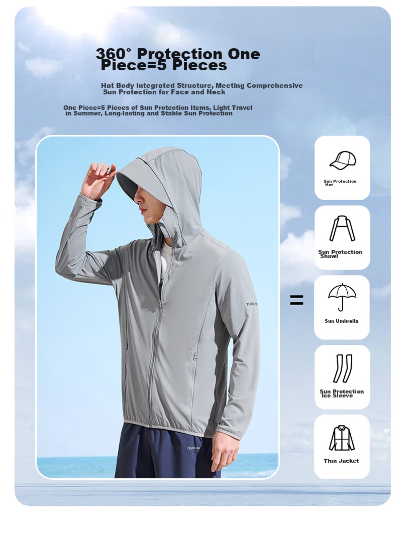 TOREAD Ice Silk Knit Sun Protection Shirt for Men, Breathable Spring And Summer UV-Resistant UPF50+ Sunscreen Jacket Skin Coat 7