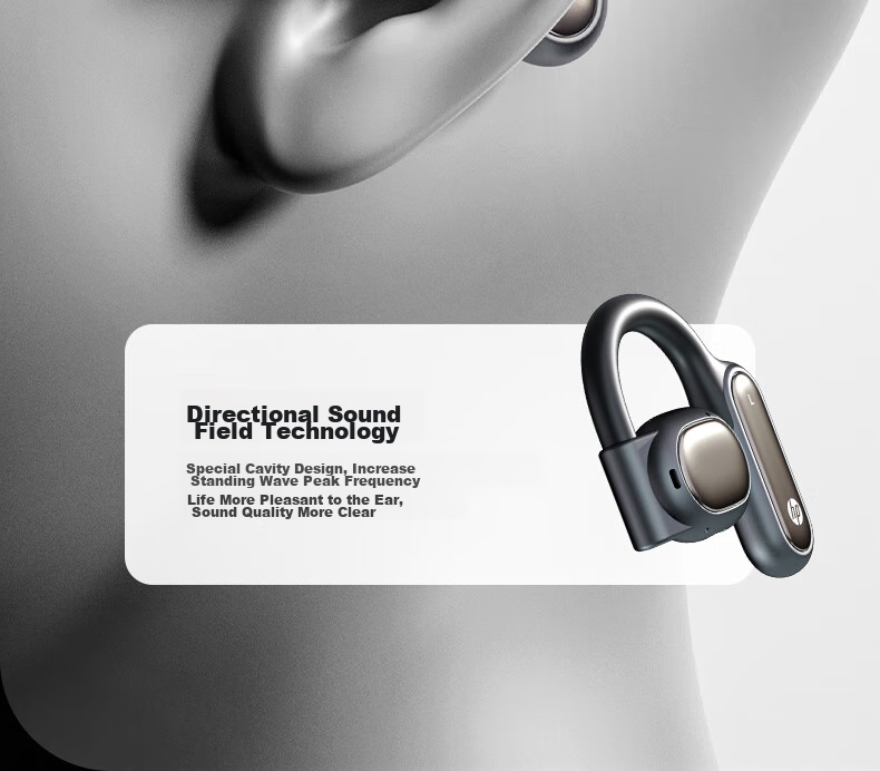 HP Bluetooth Headphones, Bone Conduction Concept True Wireless Open-Style, Music And Gaming Ear-Hook Headphones, Office And Sports Universal Noise Reduction, Metallic Gray 17