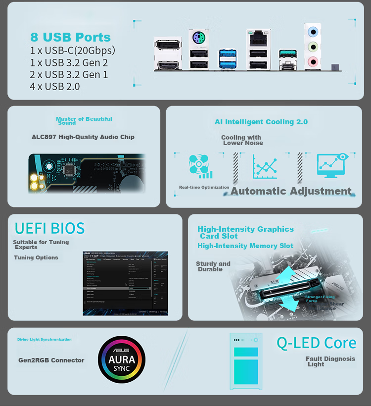 ASUS PRIME Z790-P Motherboard Supports DDR5 CPU 14700K/14600K (Intel Z790/LGA 1700) 5