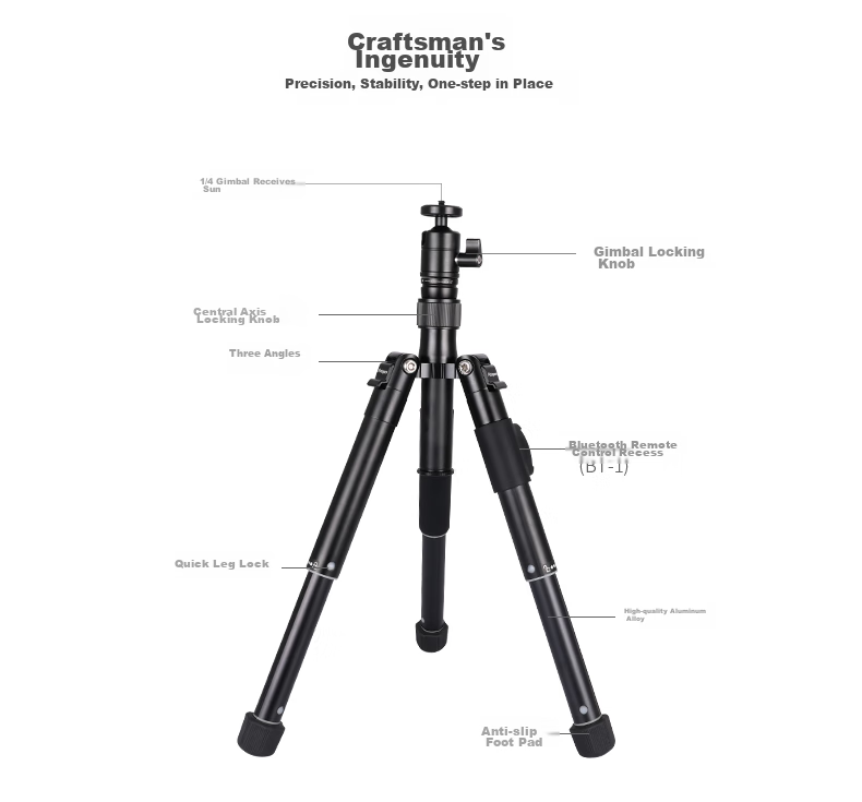Fotopro FY-820 Smartphone Selfie Live Streaming Tripod, Camera Photography Tripod, Rose Gold 4