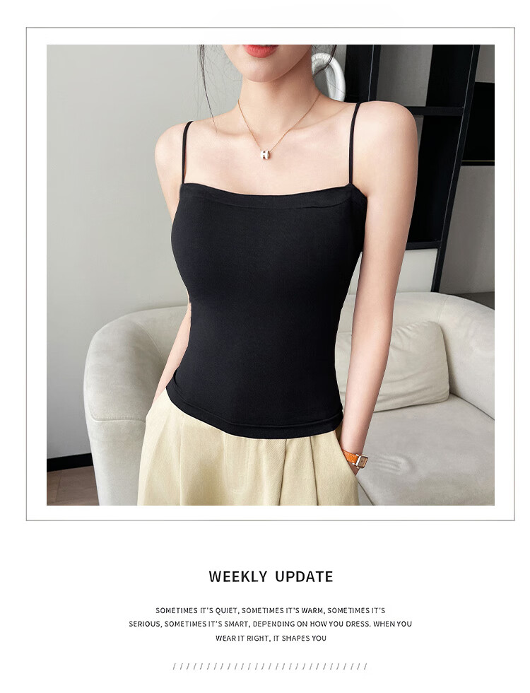 Hengyuanxiang [One-Piece Camisole Bra] Women's Vest, Beautiful Back Design, Inner Wear, Solid Color Undershirt with Built-In Pads, Suitable for Outerwear 13