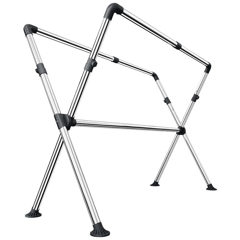 MARYYA Folding Clothes Drying Rack, Floor-Standing Laundry Hanger, Stainless Steel Three-Rod Extendable Indoor And Outdoor Movable Balcony Coat Hanger