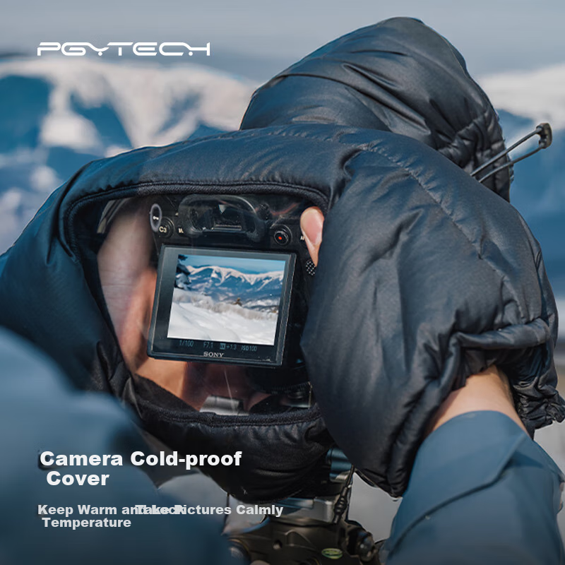 PGYTECH Camera Cold Protection Cover, DSLR Warm Hood, Professional-Grade down Insulation Cover, Suitable for Canon, Fuji, Sony Mirrorless Cameras, Winter Outdoor Photography Heat Preservation Protection, Water-Resistant Cold Cover