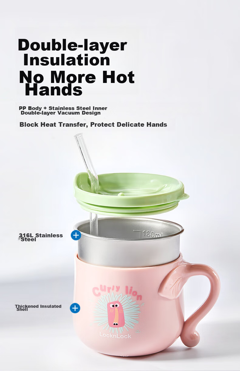 LOCK&LOCK Children's Water Cup, Home Open Cup, Baby Milk Cup, 2-Year Kindergarten Straw Cup, 3-Year Milk Cup, Multi-Purpose Cup 10