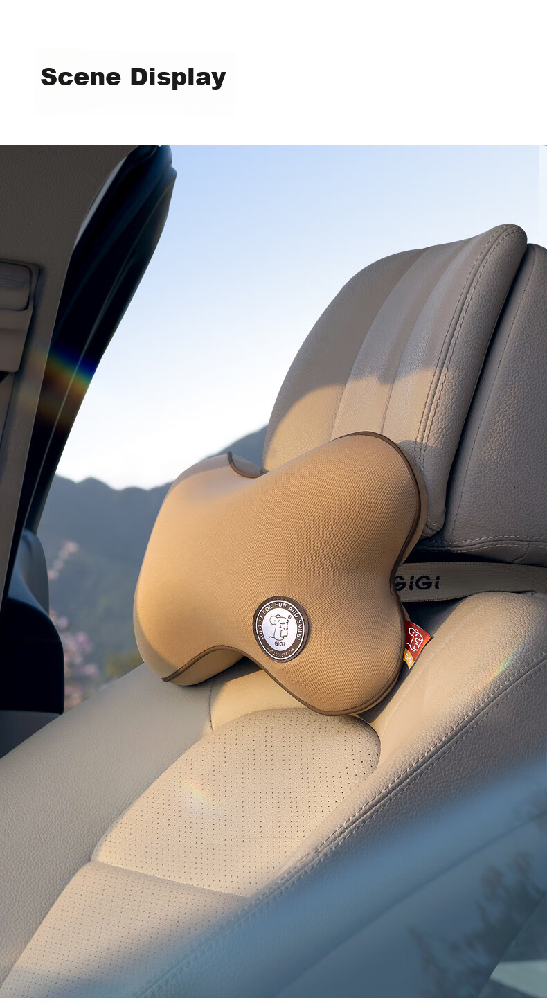 GiGi Car Headrest, G-1063 Space Memory Foam Bone Pillow, Vehicle Neck Pillow, Headrest, Apricot Color 11