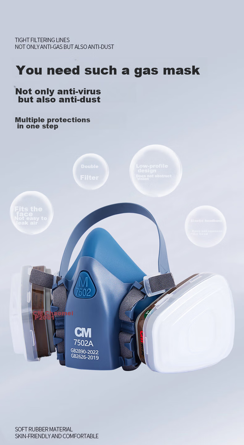 CM 7502 Silicone Gas Mask, Protects Against Toxic Gases, Industrial Chemical Spray Paint Pesticide Spraying Renovation Dust Formaldehyde-Specific Respirator 5