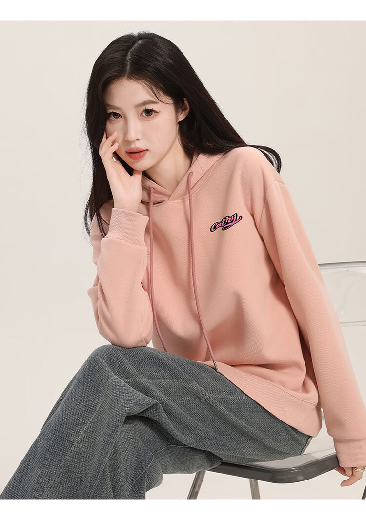 Yipintiancheng Spring 2025 New Women's Hooded Sweatshirt, Loose Casual Pullover Long-Sleeve Letter Print Top for Wome 12
