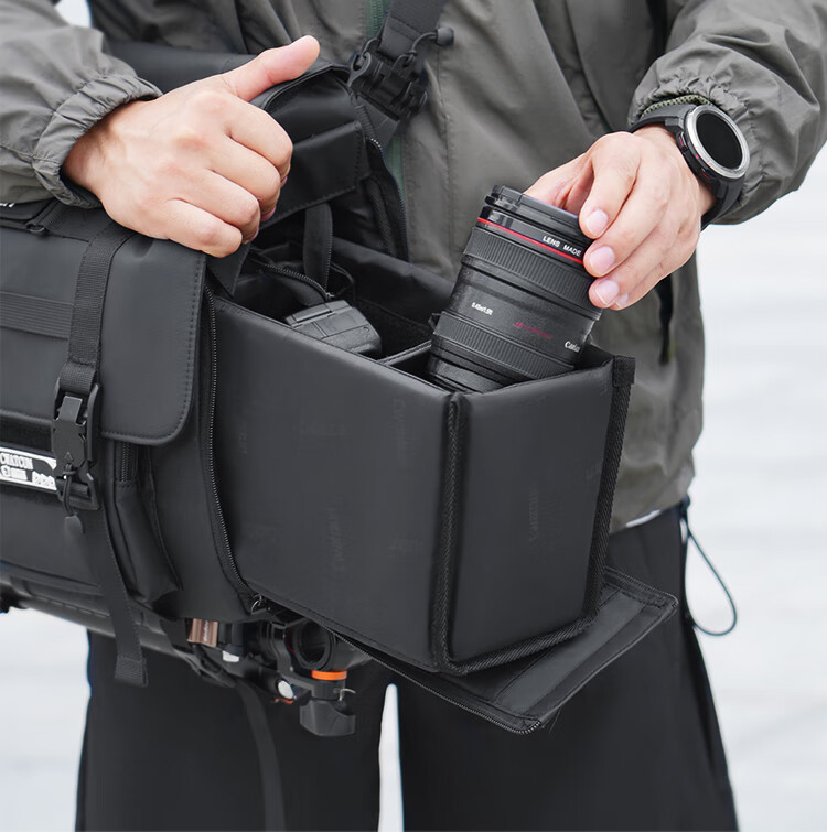 CWATCUN Shoulder Camera Bag, Functional Bag for DSLR And Lenses, Photography Bag, Three-Point Backpack, Stylish Design, Waterproof And Scratch-Resistant Fabric, for Me 17