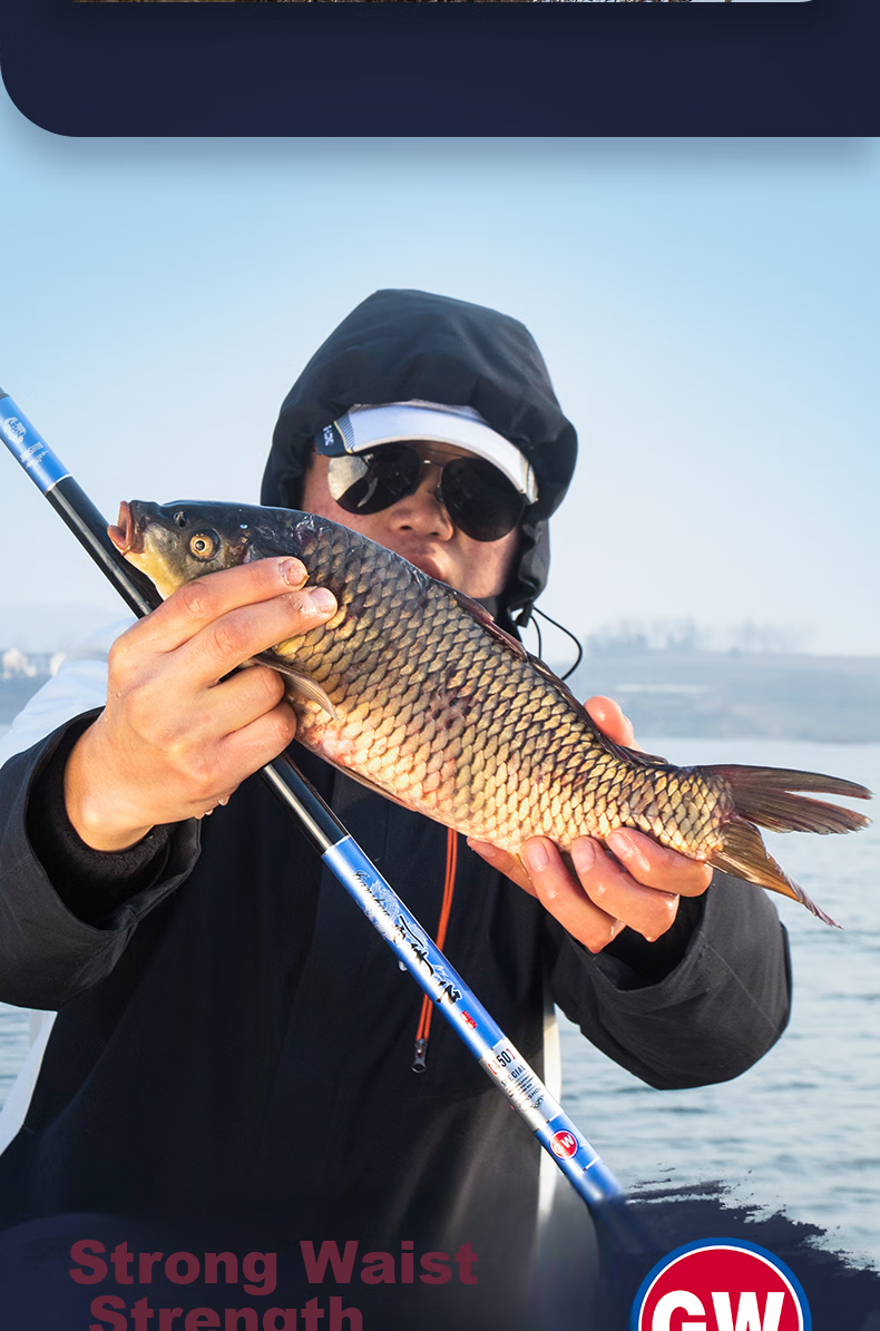 GW Jian Shou Yun Xi Liu Fishing Rod, 7.2 Meters, Collapsible to 67 Cm, Short Section Handle, Ultra-Light And Ultra-Hard, 28 Sections, Carp Fishing Rod 12