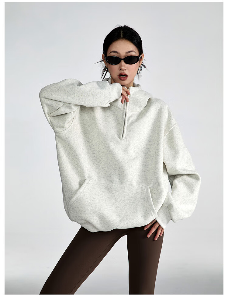 ICH MODE American Vintage Oversized Hoodie Women Spring Loose Jacket New Oversize White Flower Gray XL 9