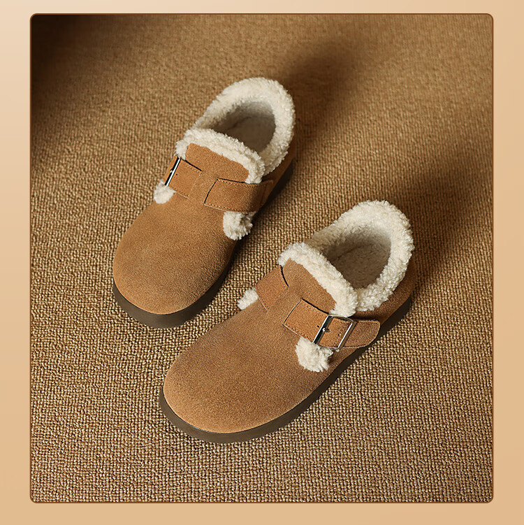 ZHR Bokeng Women's Retro Soft-Soled Slip-On Shoes, Soft Breathable Genuine Leather Casual Flats, AB55 Khaki, Size 39 13