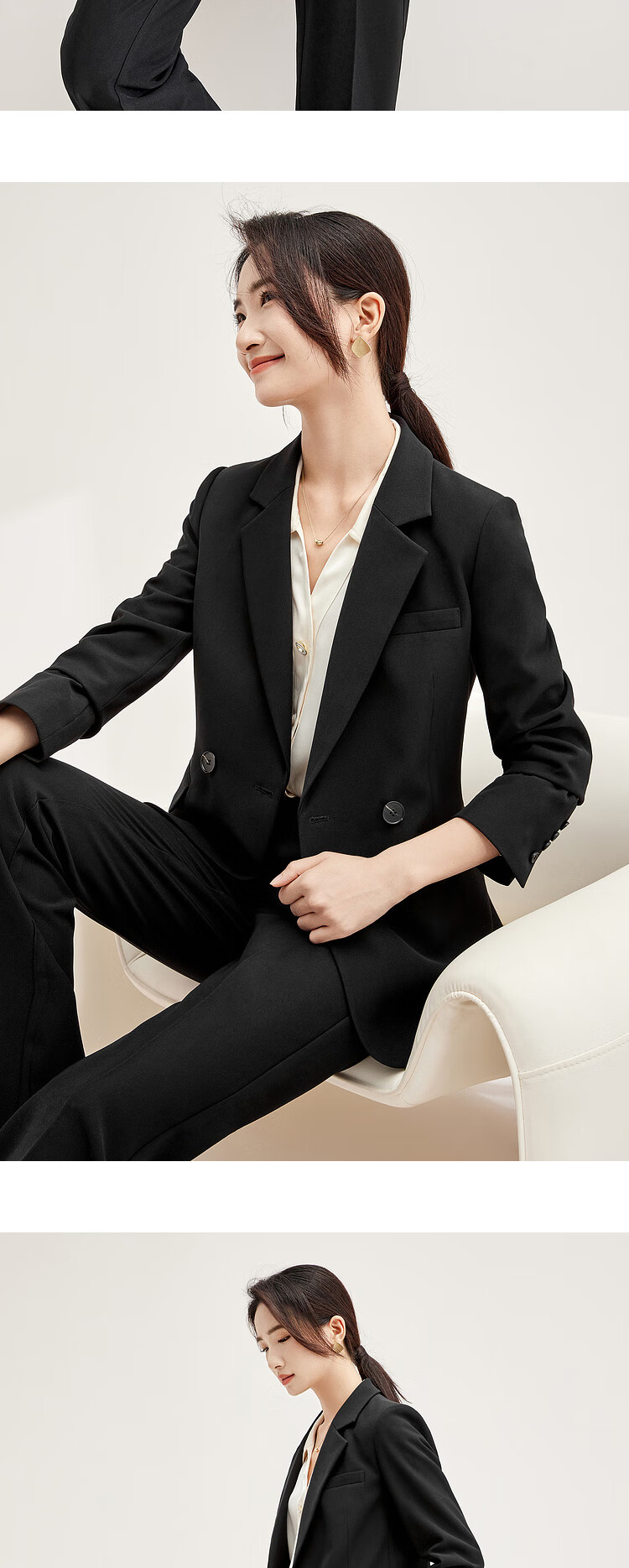 Sentubila Professional Commuter Suit Set for Women, Spring And Autumn Formal Wear, Wrinkle-Free And Non-Iron Jacket And Pants, Interview Two-Piece Suit 8