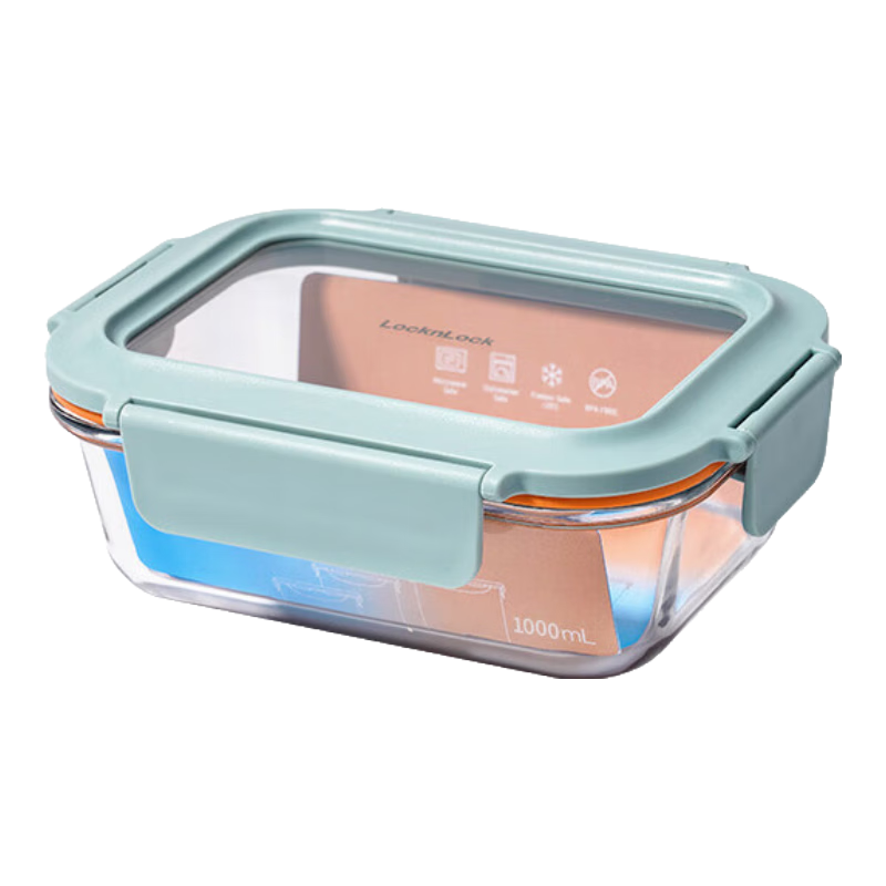 LOCK&LOCK Heat-Resistant Glass Food Container, Microwave-Safe Fruit Refrigerator Storage Lunch Box, 1L Capacity
