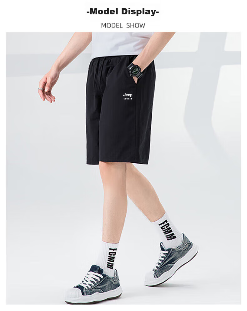 JEEP Men's Sports Shorts, Summer Simple Versatile Casual Shorts, HX9917 Dark Blue L 16