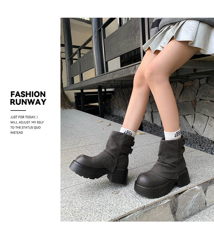 Josiny Platform Fashion Boots Women 2025 Autumn Winter New Stylish Mallard Short Boots British Style Martin Boots Yellow Brown Size 37 6