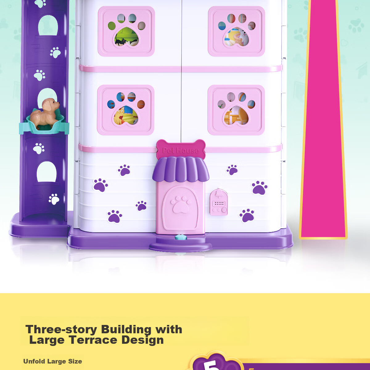 Anlili Children's Toy, Girl's Gift, Pretend Play Pet Life Villa House, Birthday Present 4