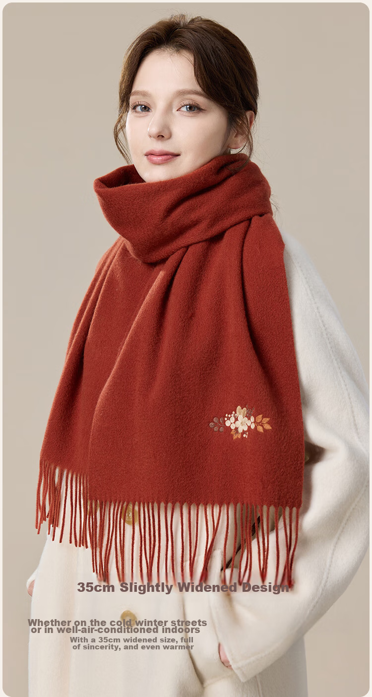 JIUMU Pure Wool Scarf for Women, Autumn And Winter Neck Warmer, Warm Shawl, Gift for Women And Mothers, Mid-Autumn Festival Birthday Gift Box Set 8