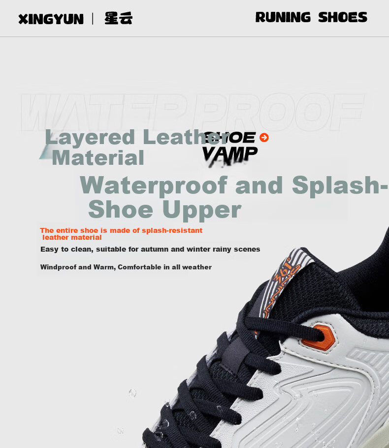 361° Men's Sports Shoes, Spring And Summer Rainy Day Commute Water-Resistant Thick-Soled Lightweight Jogging Shoes for Men, 672532228-2 8