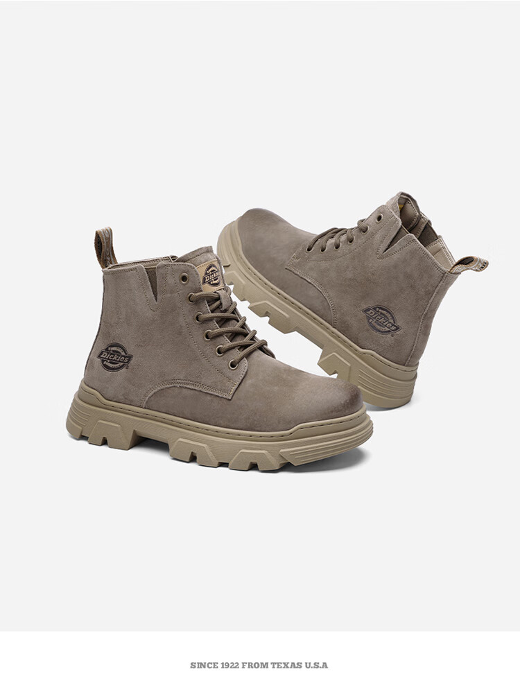Dickies Men's High-Top Martin Boots, Thick-Soled Boots, Trendy Boots for Men And Women, Work Boots, Camel Color, Size 40 12