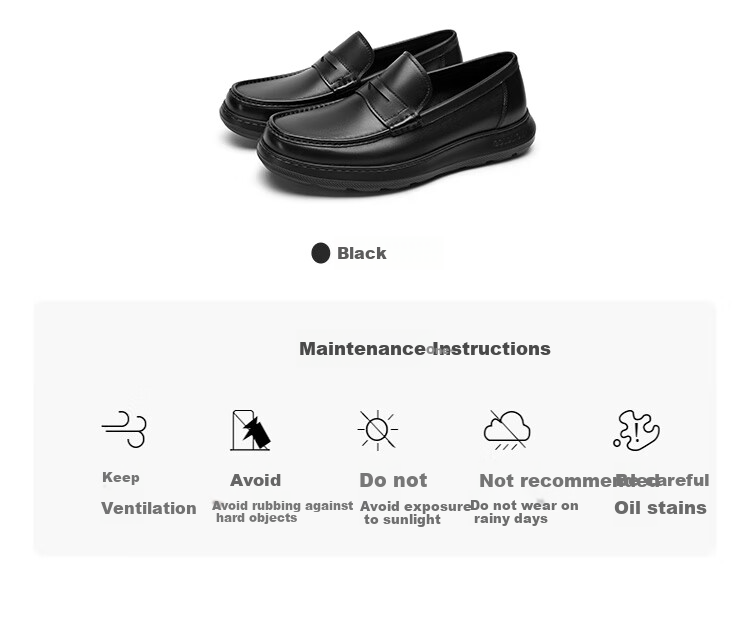 Goldlion Men's Shoes, Business Leather Shoes for Men, Lightweight Comfortable Wear-Resistant Loafers G521510417AAB Black Size 44 7