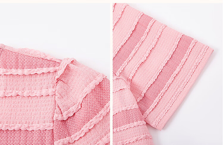 Dme [Half-Ripe Lovers] Spring And Summer Round Neck Textured Lazy Striped Sweet Age-Reducing Knitted Dress, Mid-Length for Wome 9