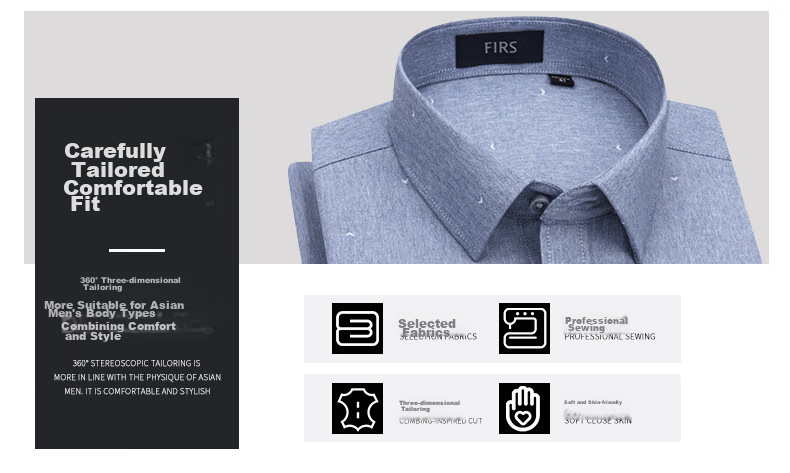 FIRS Long-Sleeve Shirt for Men, Autumn Business Casual Dress Shirt for Young And Middle-Aged, Style 7188-3 Green (Long-Sleeve Version), Size 41 3