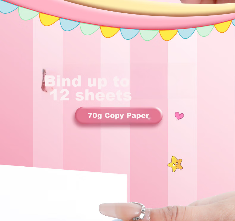 Touch Fish Stapler Cartoon Mini Set Cute Mini Student Stationery Flower Shop Floral Multi-Functional Binding Machine Stapler Exam Paper Stapler Pink 3