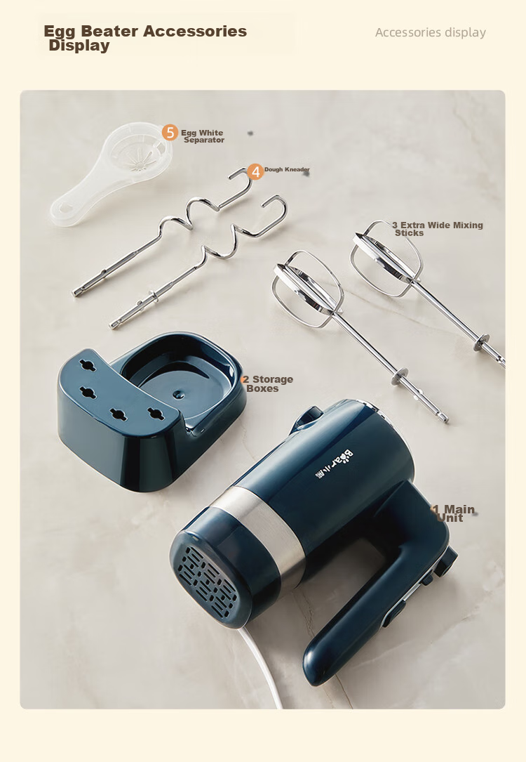 Bear Egg Beater, 304 Stainless Steel Whisk, Household Electric Egg Beater, Mini Cream Whipper, Handheld Automatic Mixer for Baking, DDQ-F01K3 16