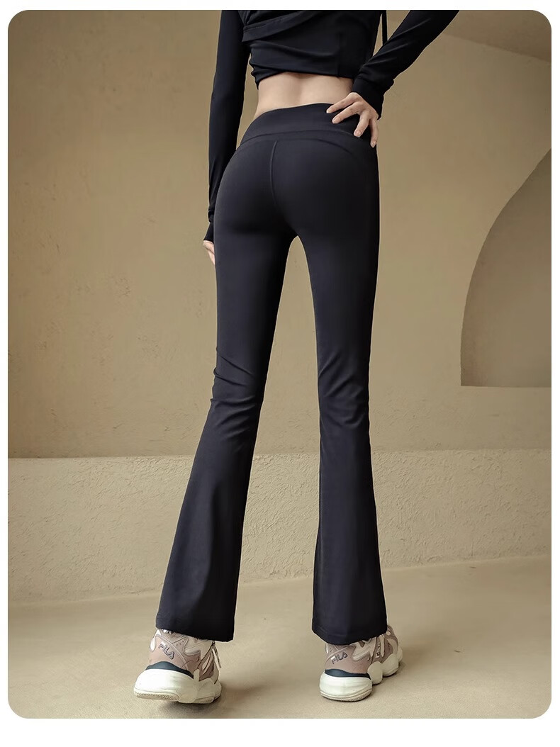 ACKDCS Black Yoga Pants for Women, Summer High-Waisted Butt-Lifting Slimming High-Elastic Tight-Fitting Pants for Outdoor Wear, Fitness Bare-Feel Sports Flared Pants 15