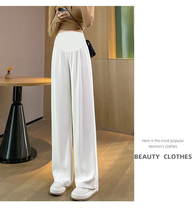 JOYNCLEON Maternity Pants Summer Thin Wide-Leg Suit Pants Comfortable Maternity Trousers Black XL JYK176497 12