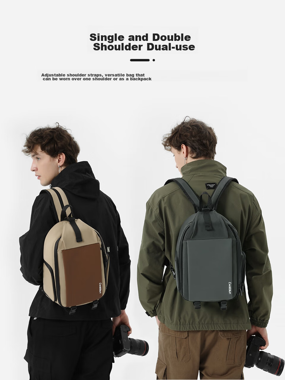 CWATCUN Shoulder Camera Bag for Men And Women, Multifunctional Portable Small Bag, Dual-Shoulder Bag, Trendy Backpack for Me 4