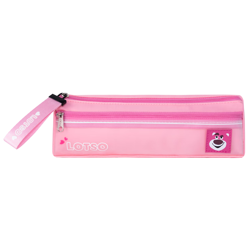 Disney Elementary School Student Pencil Case, Water-Resistant And Stain-Resistant High-Quality Stationery Bag, Children's Simple Double-Layer Large Capacity Pencil Case, Strawberry Bear Stationery Bag, School Supplies Graduation Gift