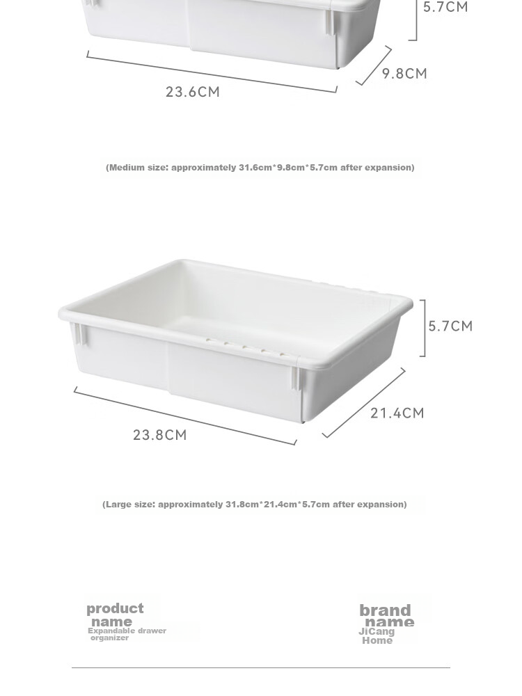 Jicang Expandable Storage Box, Cabinet Drawer-Style Divider, Desktop Snack Basket, Deep Cabinet Right-Angle Transparent Storage Box XL 13