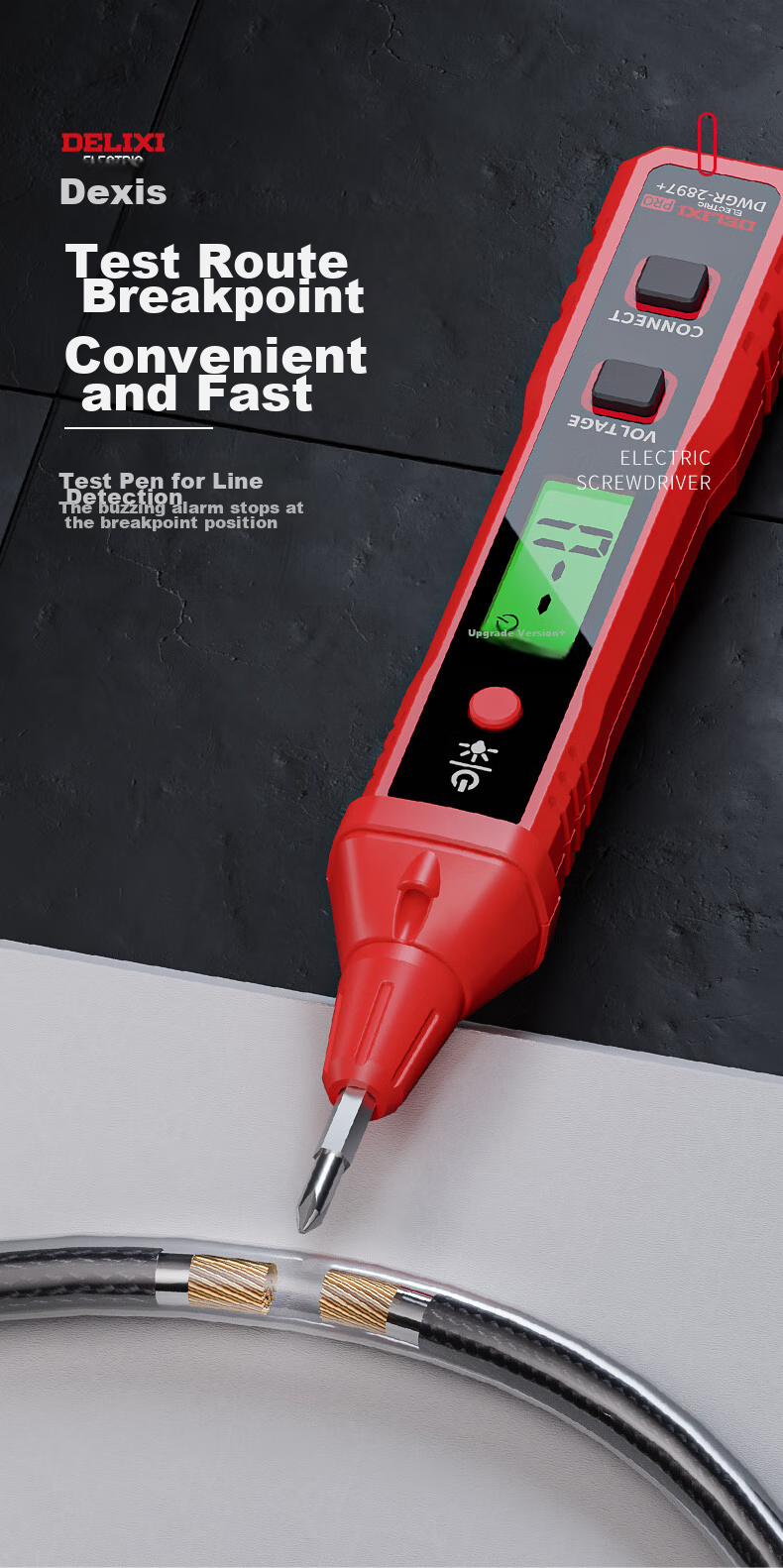 DELIXI Smart Voltage Tester, Multi-Functional Wire Detector with Digital Display, Professional Electrician's Induction Voltage Pe 10