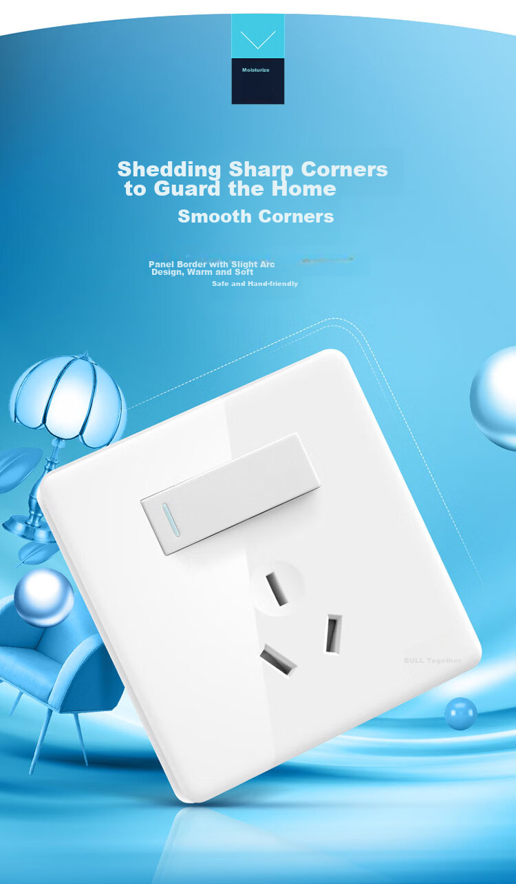 BULL Switch Socket G28 Series, 16A Switch Socket with 86-Type Socket Panel, G28E204AS, Pearl White 4