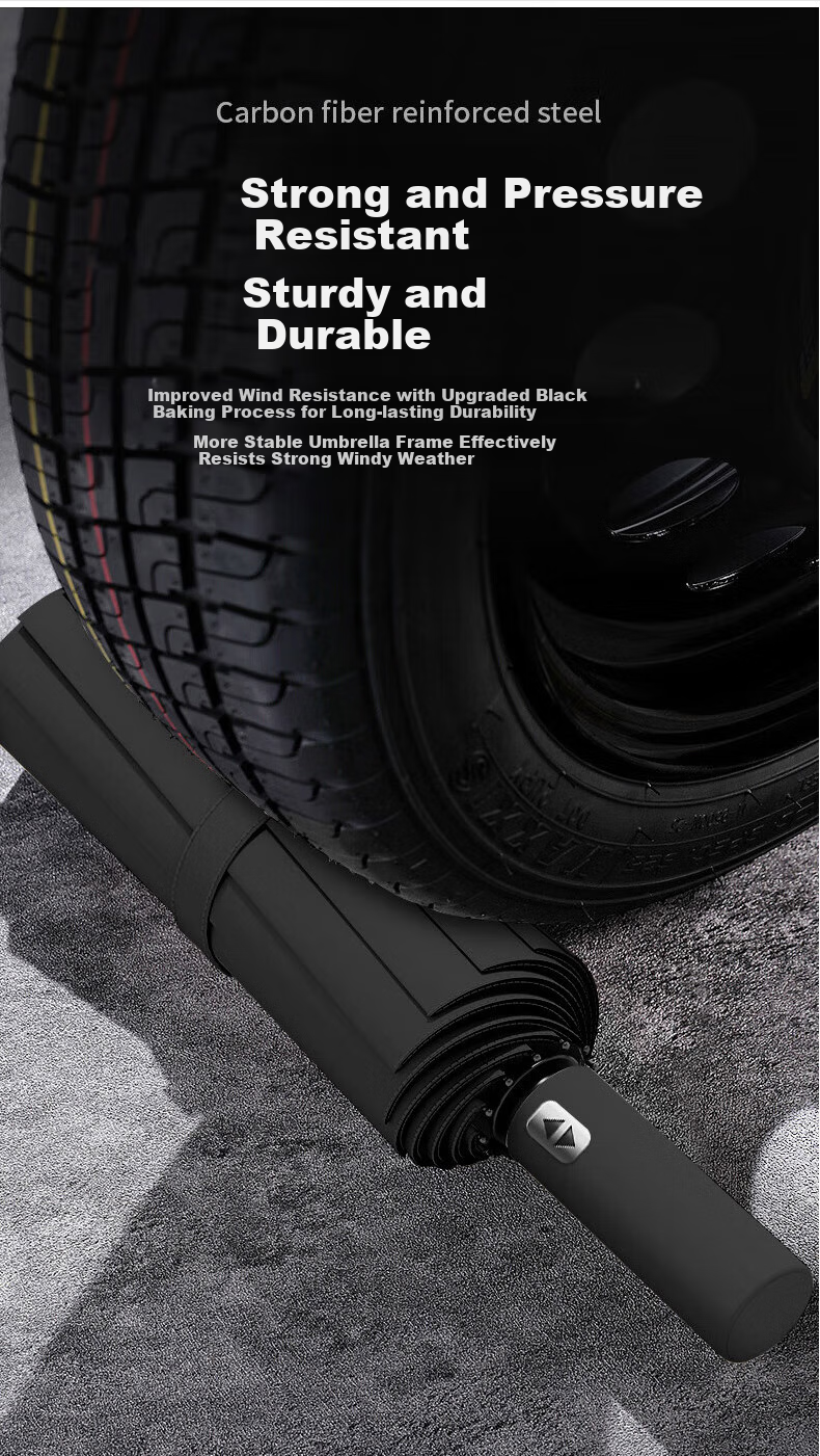 Meebordi Fully Automatic Umbrella, Three-Fold Business Folding Umbrella, Car-Mounted Umbrella, Extra Large Size, Customizable 7
