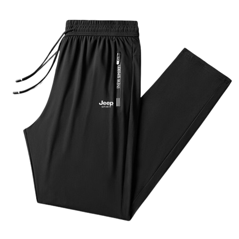 JEEP SPIRIT Casual Pants for Men, Summer Sports Ice Silk Quick-Dry Breathable Outdoor Versatile Trousers, Gray Straight-Leg XL