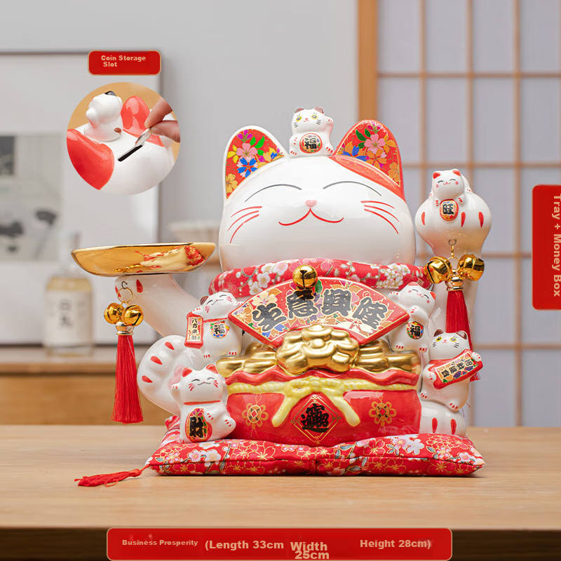 Youjialiangpin Prosperity Cat, Fortune-Attracting Ornament, Cashier Decoration, Housewarming Gift, 11-Inch Gift Box Set 5