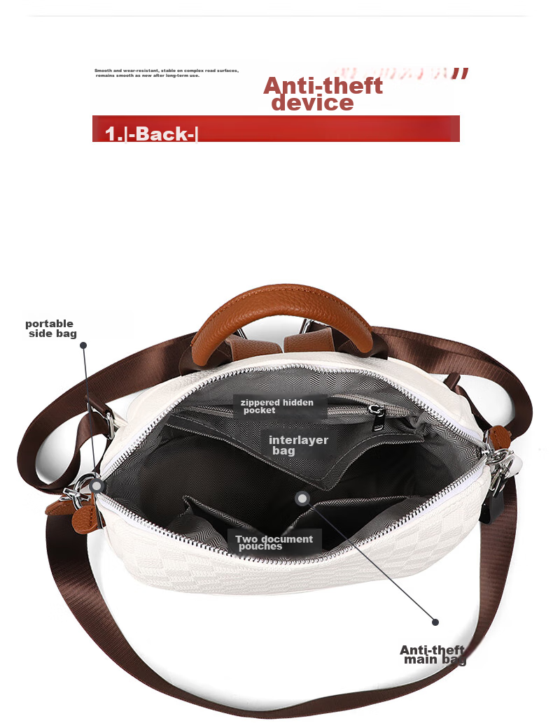 Aiqinghai Top-Grain Leather Backpack for Women, Luxury Brand School Bag, Crossbody Bag, Stylish Casual Versatile Birthday Gift 9
